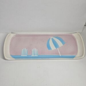Beach Umbrellas Tray 1980s Marais France Pink Blue Pastel Retro Vintage